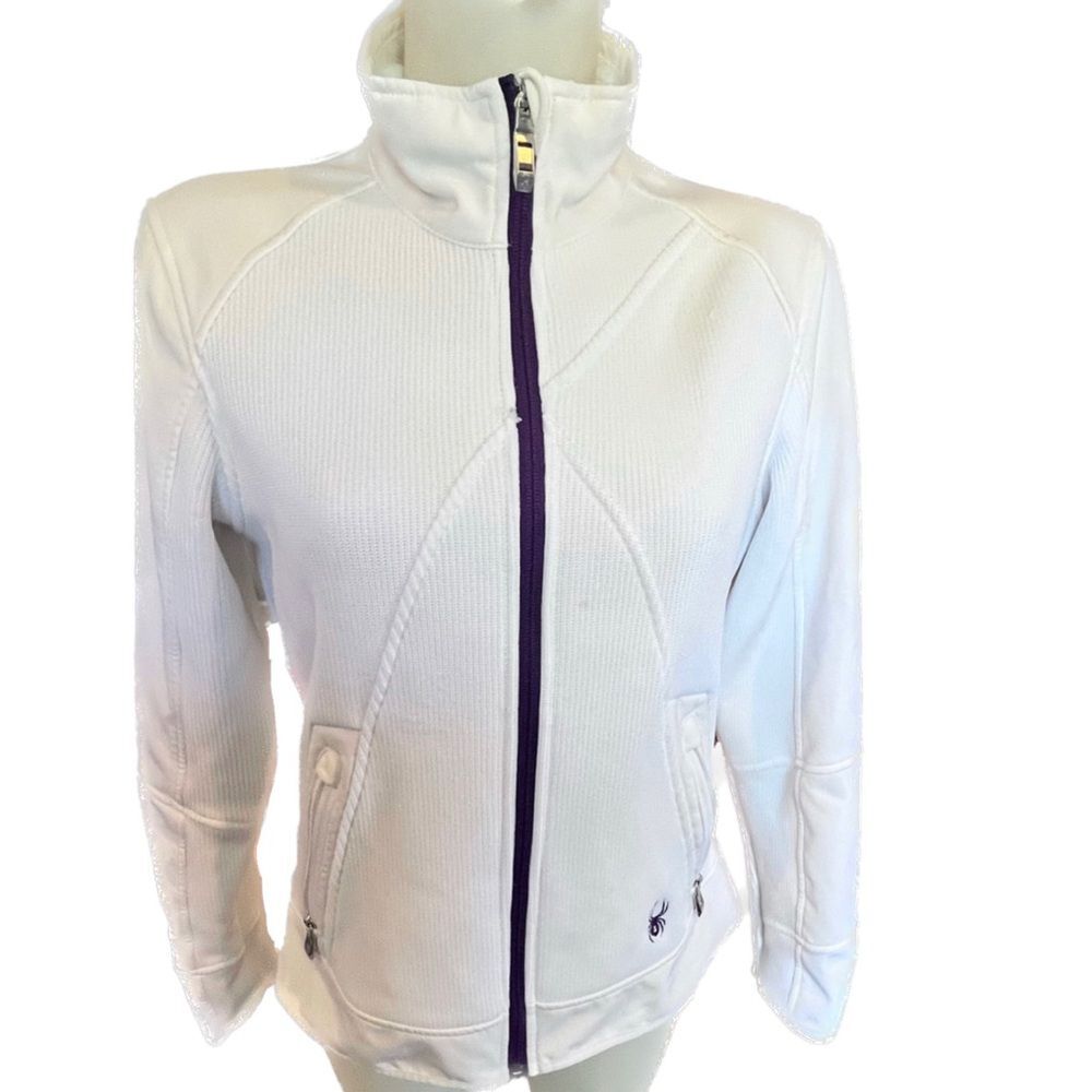 White Spyder Jacket Core Sweater w/ Repair to Sleeve Size Medium